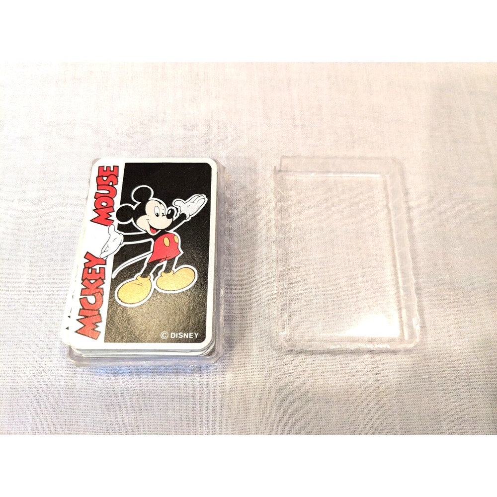 Walt Disney Miniature Mickey Mouse Deck Of Playing Cards In Clear Case 2.5"x1.5"